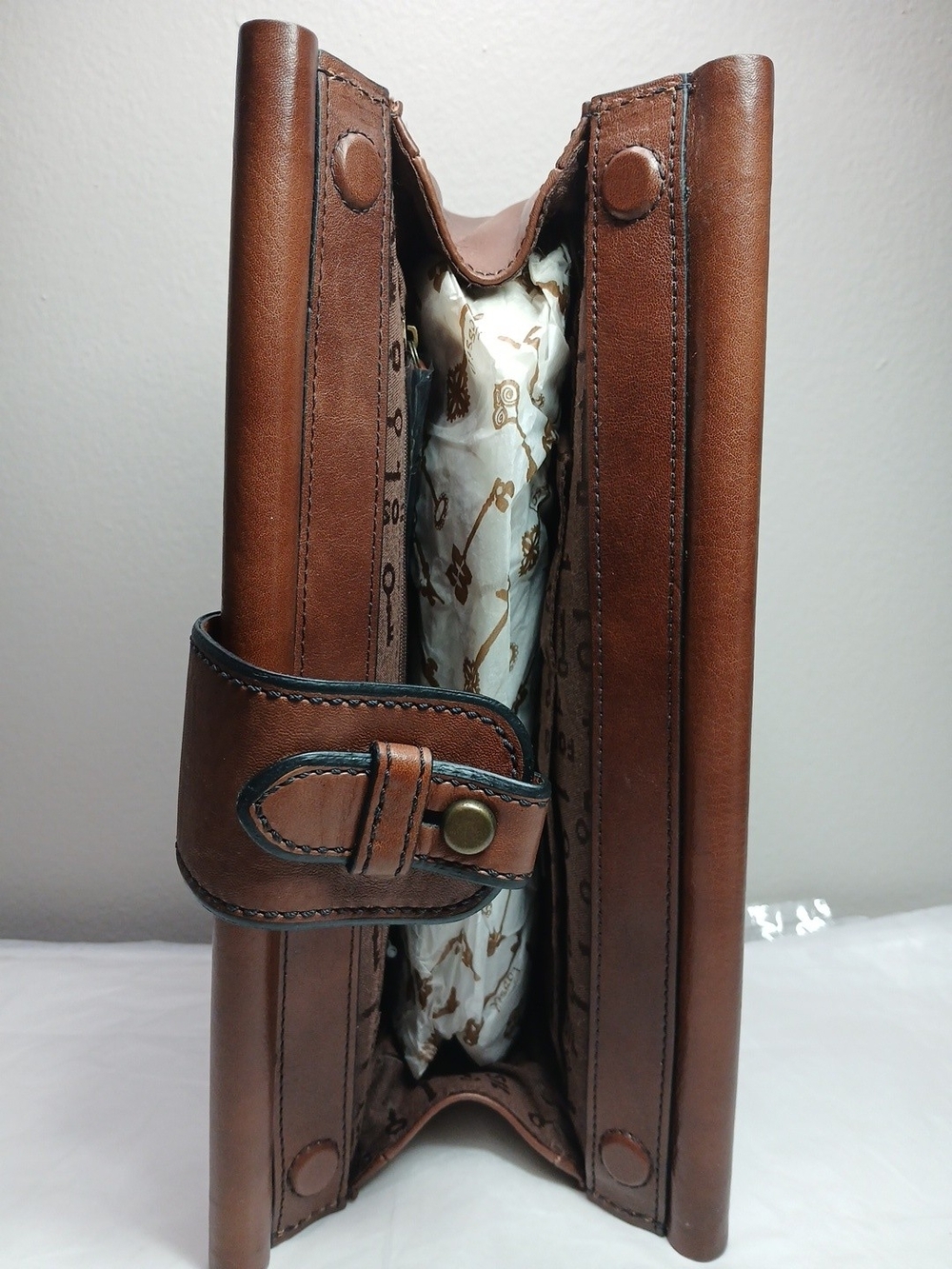 Fossil Brown Leather & Leopard Print Clutch - Picture 7 of 16